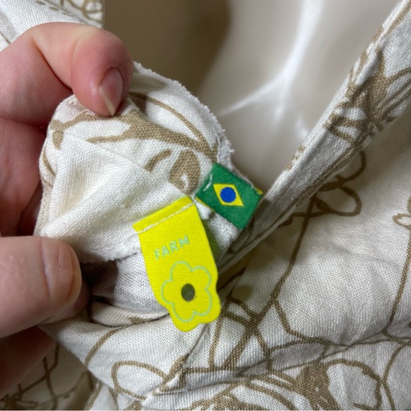 Farm Rio linen blend cream and gold frida Khalo tribute print mini dress sz M - Picture 2 of 10